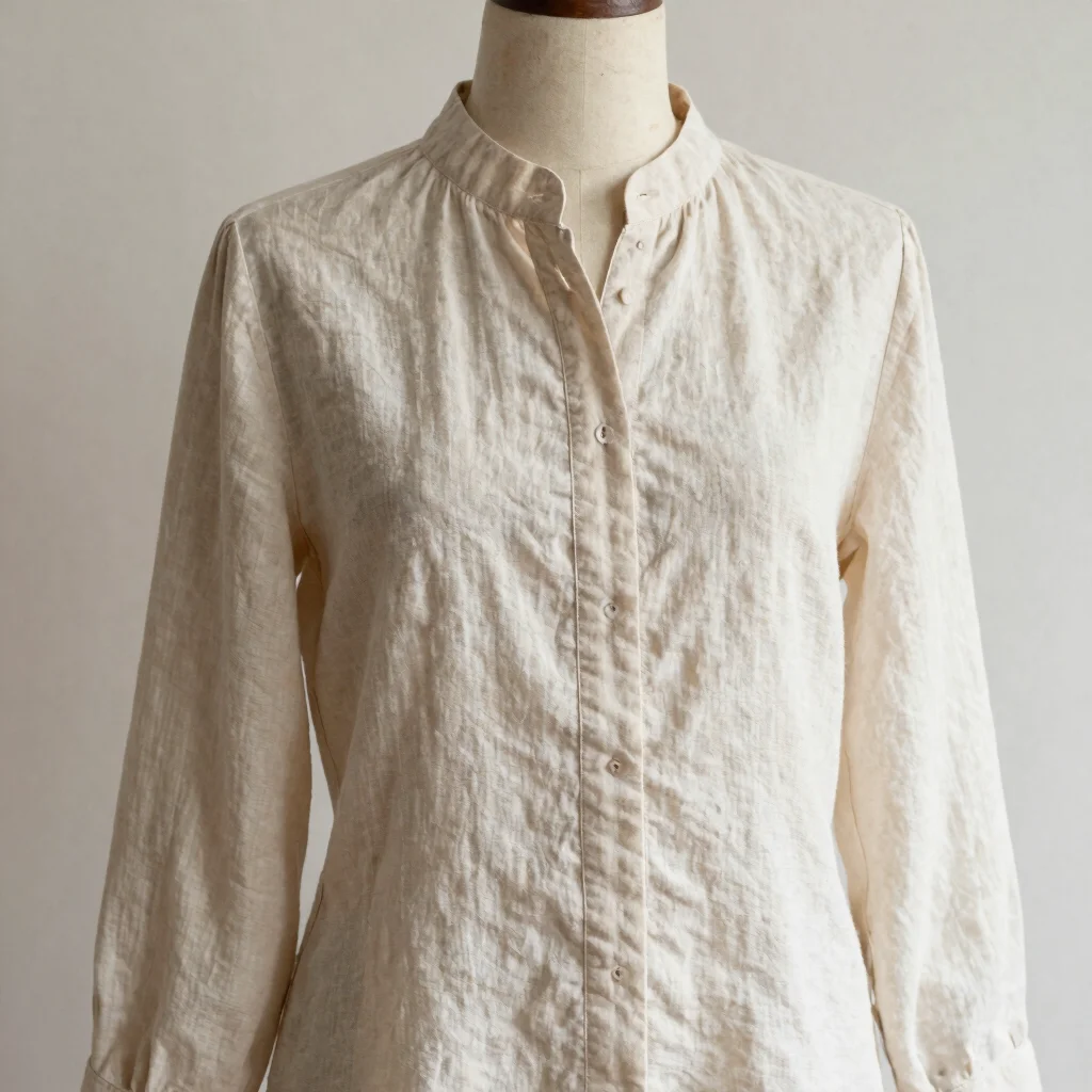 High-Neck Button Blouse